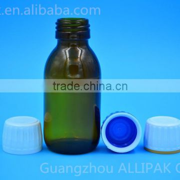 100ML amber oral liquid glass botlle with 28/20 tamper evident cap