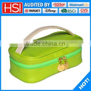 latest design colorful PU cosmetic bag with double zippers