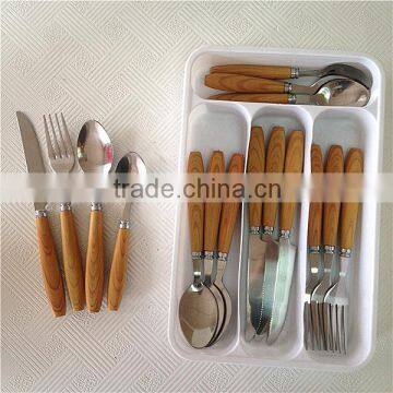 Wooden coloured plastic handle cutlery