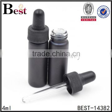 4ml mini clear black tube glass dropper bottle with black plastic cap dropper