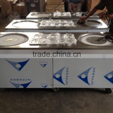 commercial stainless steel two flat pans fried ice cream machine