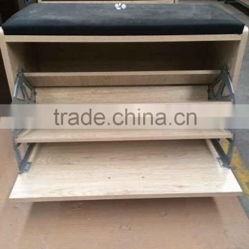 Modern particle board shoe rack with seat for store