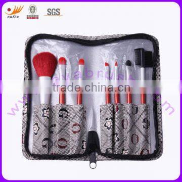 7 pcs professional makeup brush sets with aluminum ferrule and wood handle