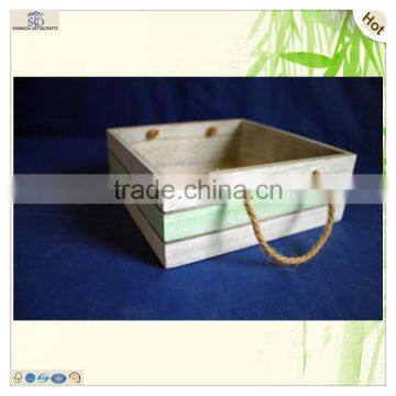 factory price slotted handles wooden storage tray