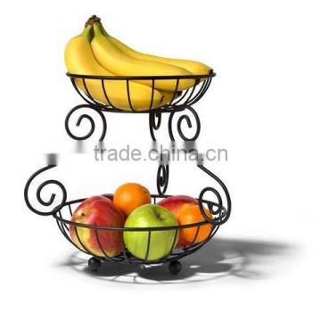 Home Black Fruit Vegetable Storage Display Basket Stand