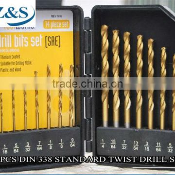 DIN 338 standard Metric&SAE 14PCS Twist Drill Bits Set