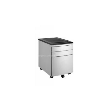 Movable 3 drawer metal file cabinet with wheels