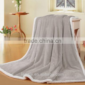 100% POLYESTER CUSTOM SHERPA CORAL FLEECE QUILTED DOUBLE BLANKET