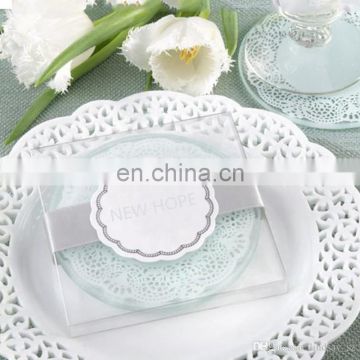 Clear tempered glass tea cup glass coaster for interior decoration