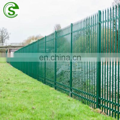 Heavy duty 2.75m steel w pale 3 rails palisade, hot dip galvanized palisade fencing