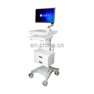 Nursing Mobile Workstation Trolley Hospital Computer Trolley with 2 Drawers