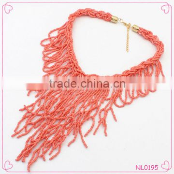 New Fashion Long Tassels Women jewelry Beads Pendant Bib Necklace