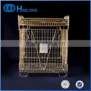 Collapsible metal steel wire mesh warehouse storage containers