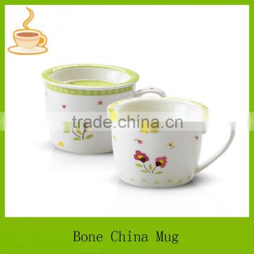 flower designs tea mug with lid wholesale