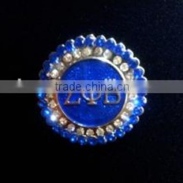 Wholesale vnistar zeta style disk shap lapel sorority round stone brooch pin in normal size high quality