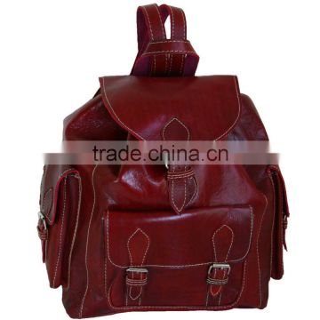 Handmade moroccan burgundy leather backpack wholesaler XFZN02