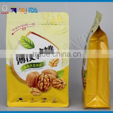custom printed flat bottom side gusset plastic bag with zipper top for nuts