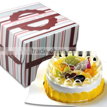 Stripes cake paper packing box with handle