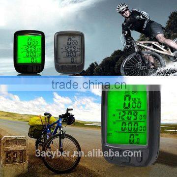 Waterproof Digital Wireless Bicycle Computer Bike Speedometer Green LED Backlight 563C