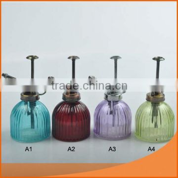 colored garden glass plant watering pot with hand sprayer 210ml