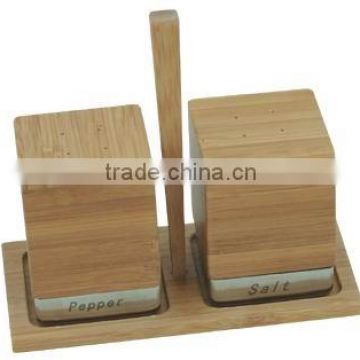 Bamboo salt and pepper container set