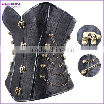 Vintage Corsets Sale Black Steampunk Style Corset with Chain and Stud
