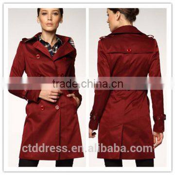 2014 Top Quality 100% cotton red women's coat