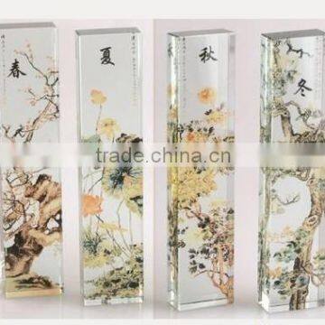 Hot new products high quality crystal paperweight with China popular painting for 2016