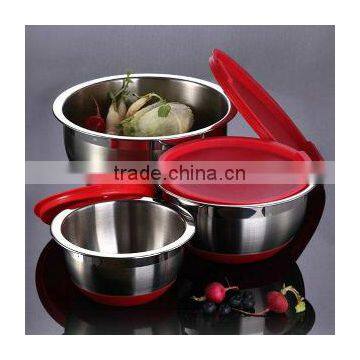 non-skid rubber bottom mixing bowl with lid