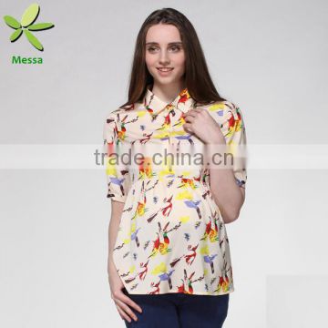 Factory supply New design sxey v neck fancy chiffon tops and blouse for pregnant women