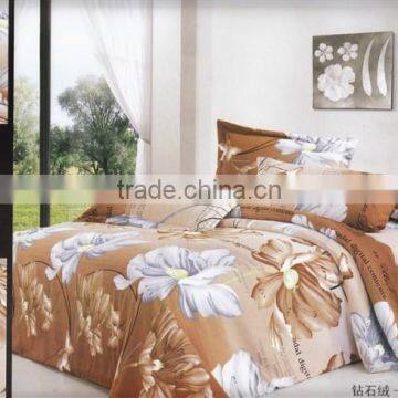 100%polyester disperse printed jacquard sun flower diamond velvet bedding set