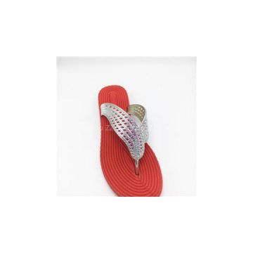 Red Sole Plastic Lady Flip Flops New Stylish Design Lady Shoe