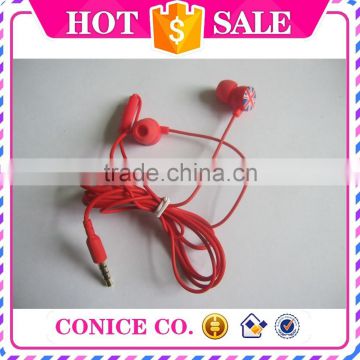 2015 fashion unique deep bass UK flag plug red silicone stereo handsfree earphone with mic