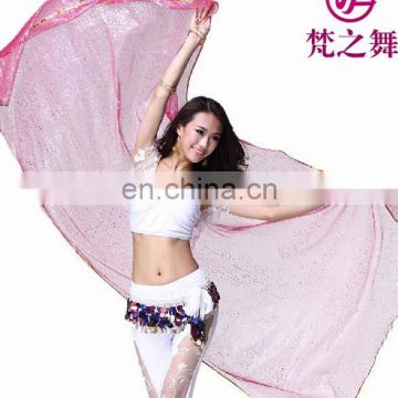 Hot sale turkish chiffon 240*120cm glittery shiny women belly dance retangle veil scarf P-9057#