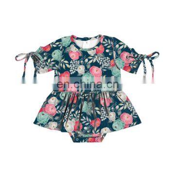 Floral pattern flower printing  soft bright Baby Girl Romper