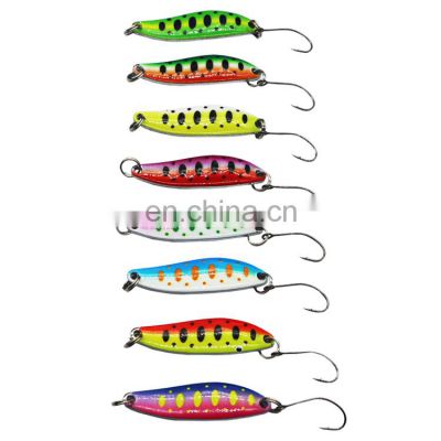 Factory price Fishing Lure spoon 6g 45mm Sequins Baits Trout Bait Spoon Metal Lure single hook Artificial Bait