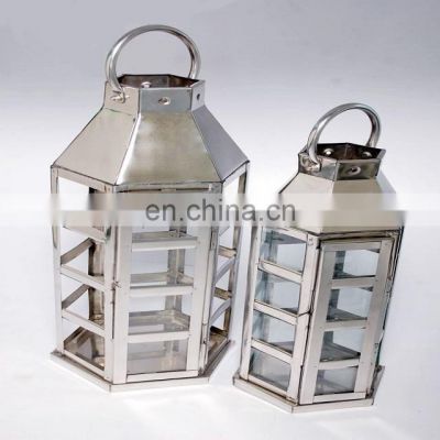 new design modern antique stainless steel shiny lanterns