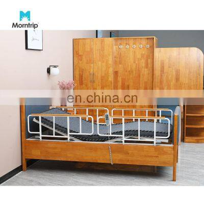 Wooden Guardrail Foldable Hospital Patient Lifting Electric Geriatric Beds for Nursing Home Care