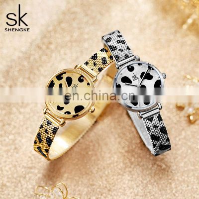 SHENGKE Women Quartz Wristwatch K0152L Charm Mesh Bracelet Watches Gold Wild Waterproof Lady Silver Watch Guangzhou Supplier