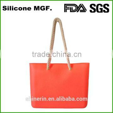 Rope handle handbag custom OEM Promotional Silicone summer beach bags