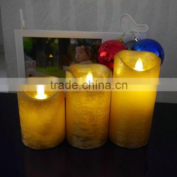 Metallic gold color dancing flame led wax candles