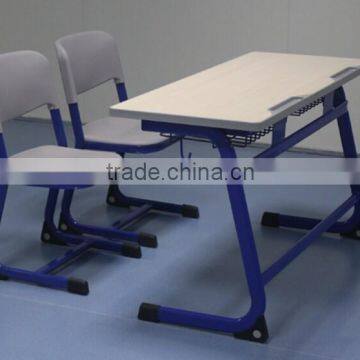 Adjustable two seaters metal school desk and chair for students