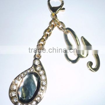 2014 fashion jewelry alloy crystal keychain