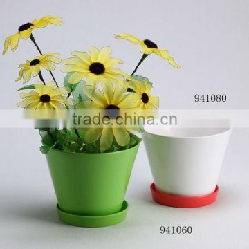Wholesale round colorful plastic melamine flower pot with bottom