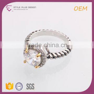 R63432Q01 Best selling silver color big stone solitaire diamond ring designs for women