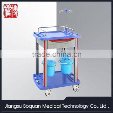 One drawer plastic-steel columns with two buckets ABS clinic trolley