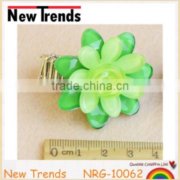 Wholesale green resin flower rings jewelry set