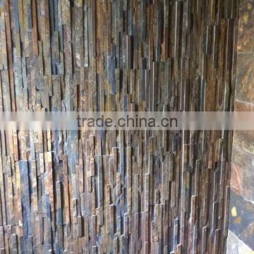 Z shape cut-to-size Chinese rustic slate stacked stone wall