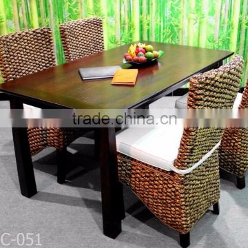 Modern Style Water Hyacinth Furniture Wicker Dining Set (Hand woven by wicker,hyacinth & wooden frame )