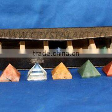 Seven Chakra Gemstone Pyramid with Case